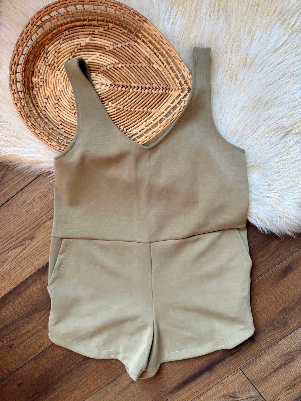A New Day Green Sandwash Mini Romper Size Small